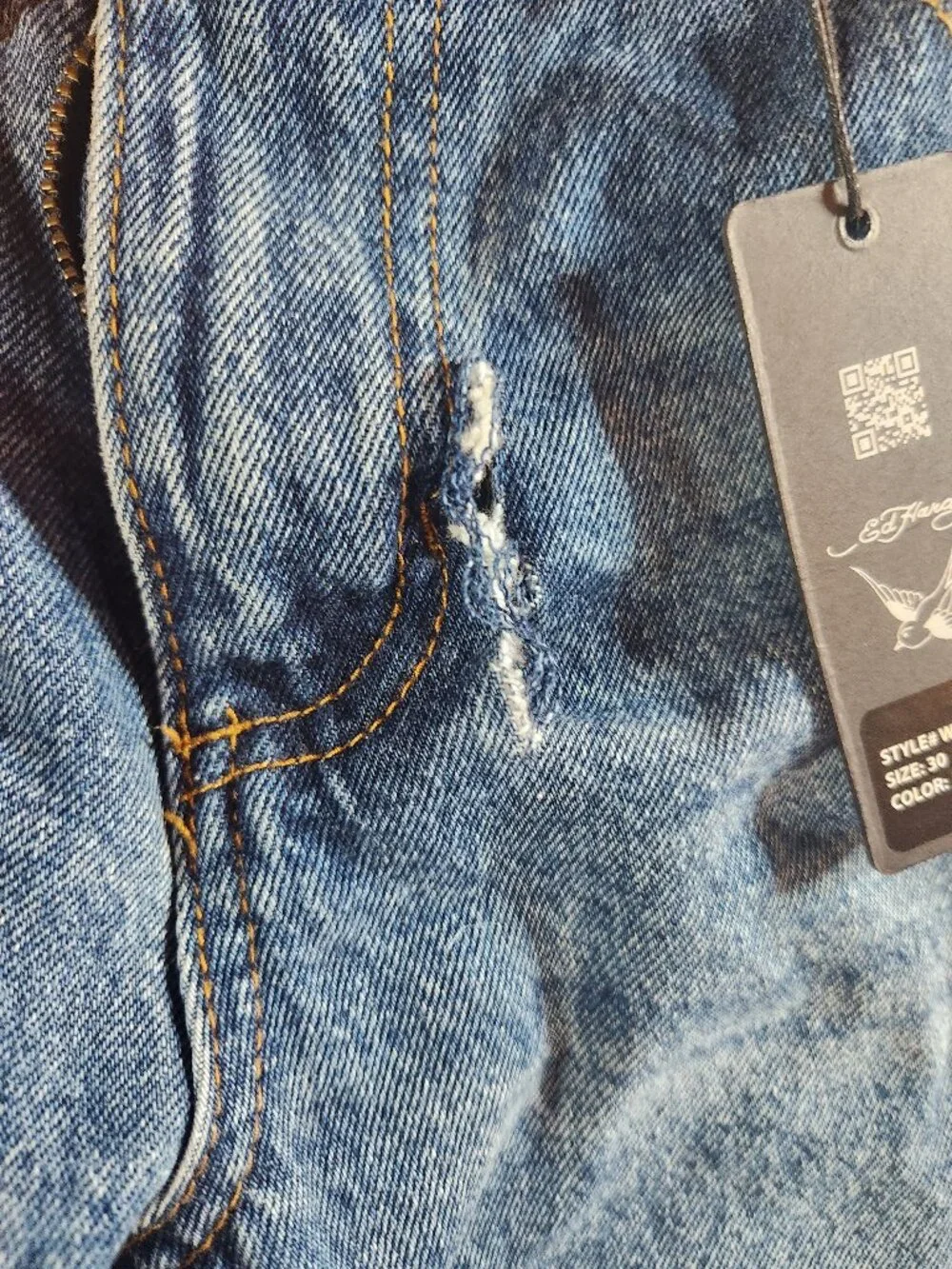 Ed Hardy Jeans 30 Wide Leg Born Free Swallow Tattoo Y2K
